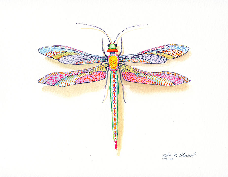 Nature Painting - Dragonfly by John Norman Stewart
