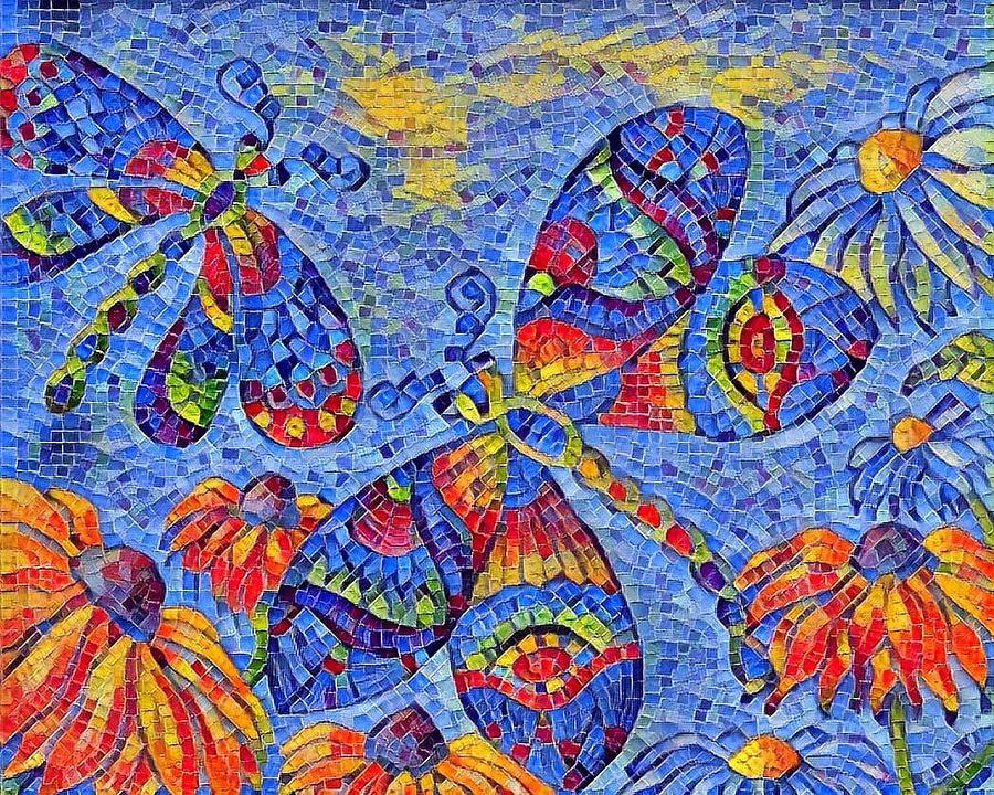 Dragonfly mosaic Digital Art by Megan Walsh