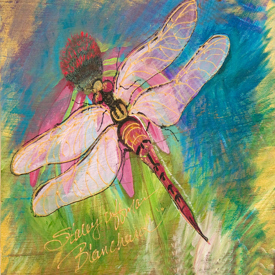 Dragonfly Pink Painting by Stacey Blanchard - Fine Art America