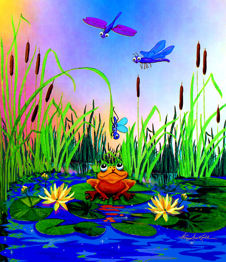 Dragonfly Pond Painting by Hanne Lore Koehler