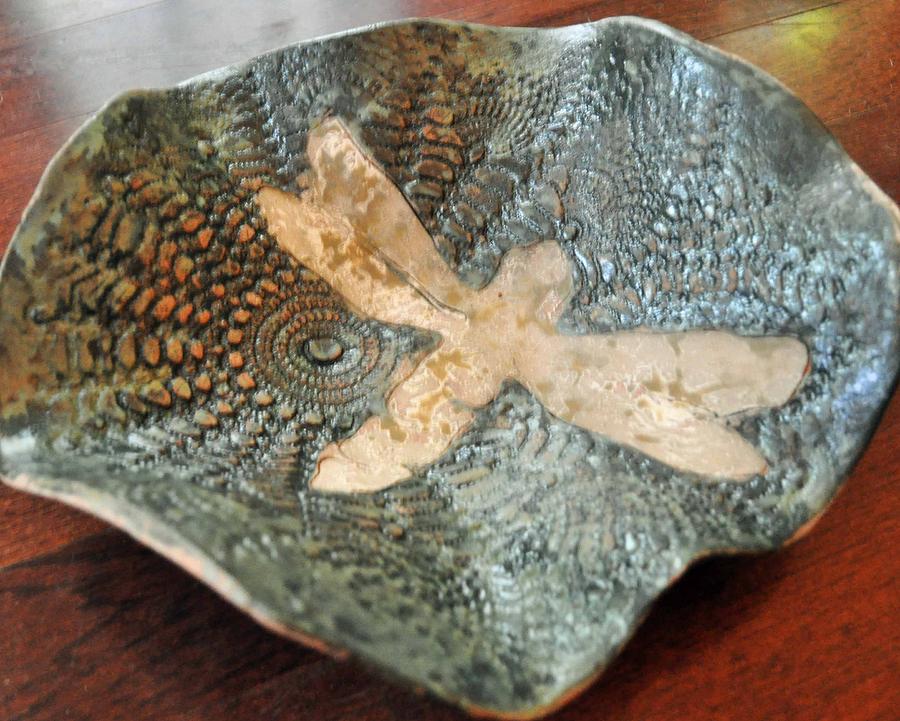 Dragonfly Pottery Bowl Sculpture by Amanda Sanford