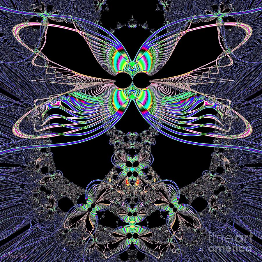 Fantasy Digital Art - Dragonfly Queen at Midnight Fractal 161 by Rose Santuci-Sofranko