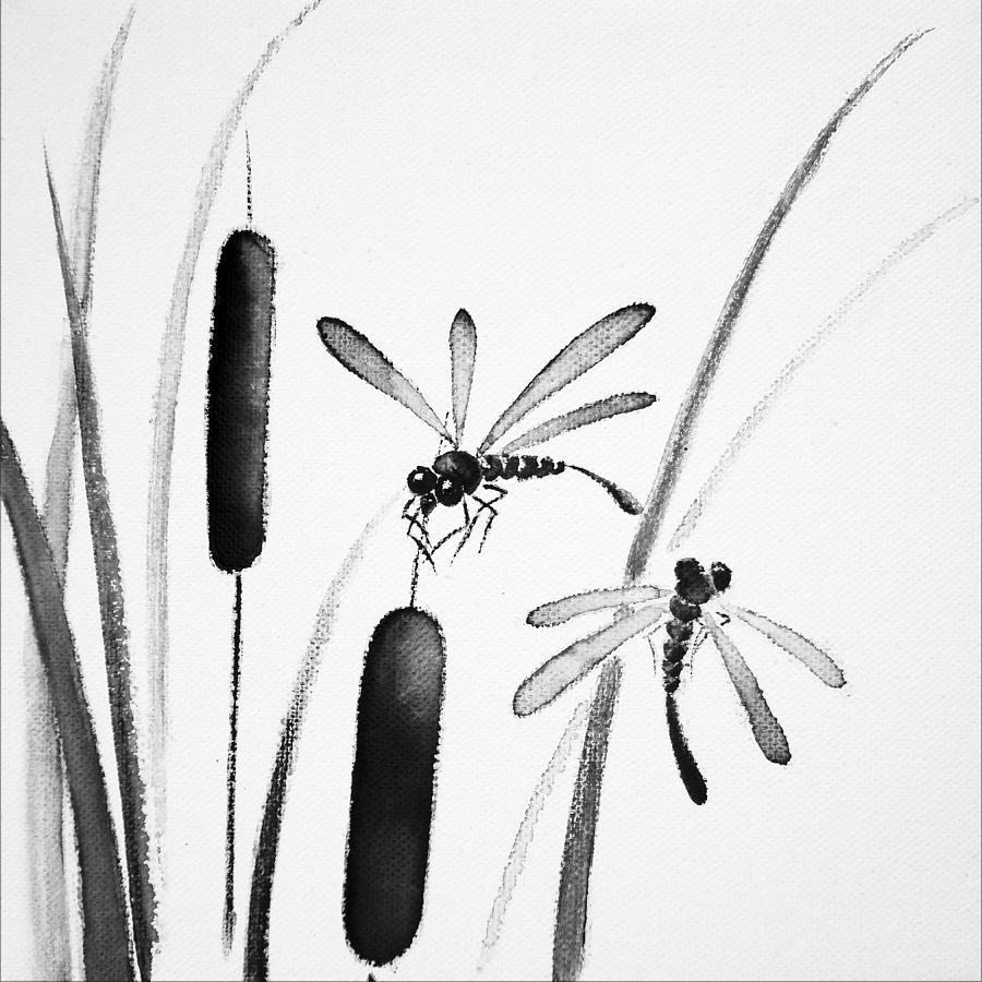 Brush Painting - Dragonfly Serenity by Oiyee At Oystudio