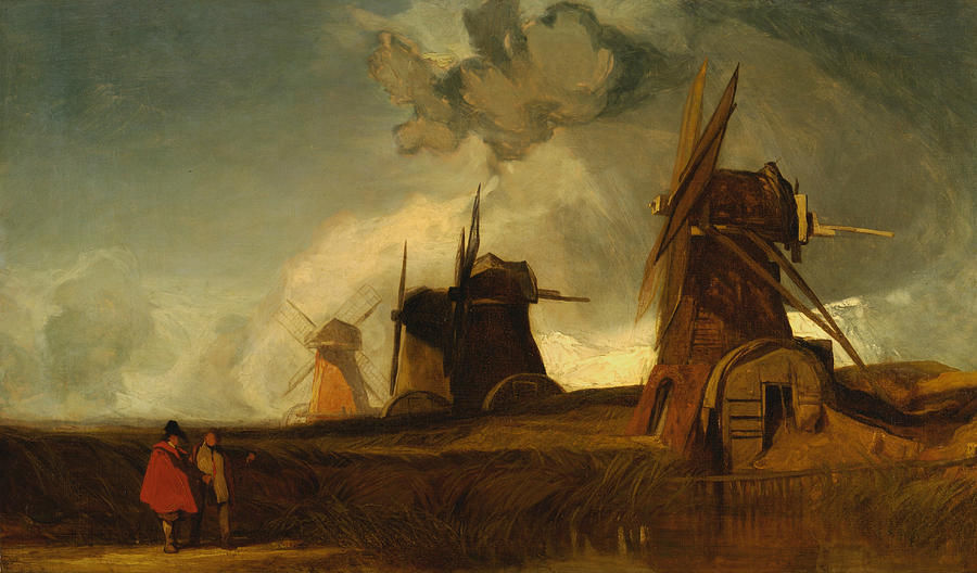 Drainage Mills in the Fens, Croyland, Lincolnshire Painting by John Sell Cotman