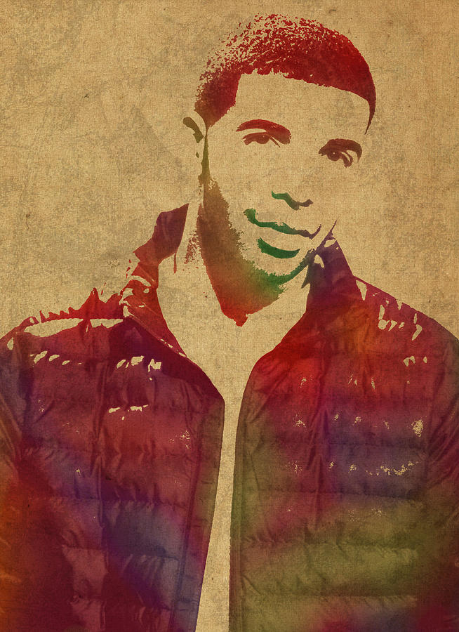 Drake Mixed Media - Drake Watercolor Portrait by Design Turnpike