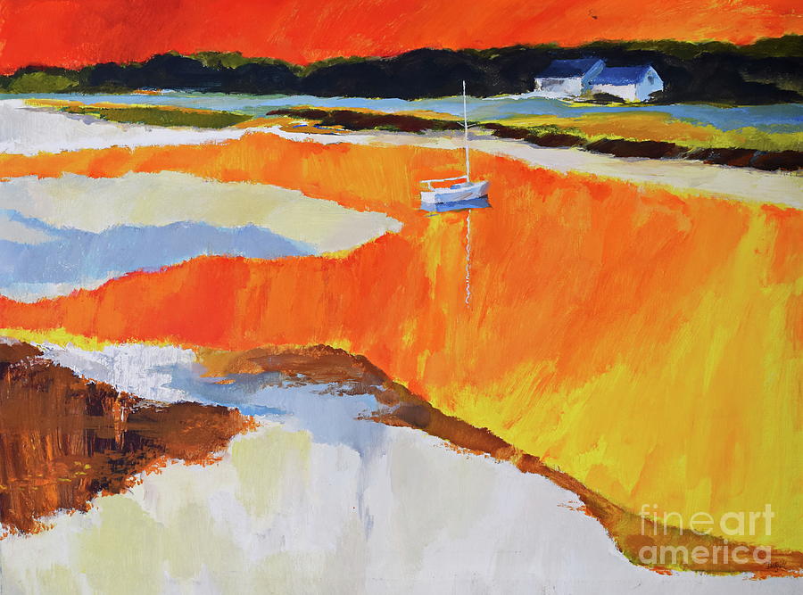 Drakes Island Estuary at sunset  Painting by Priscilla Batzell Expressionist Art Studio Gallery