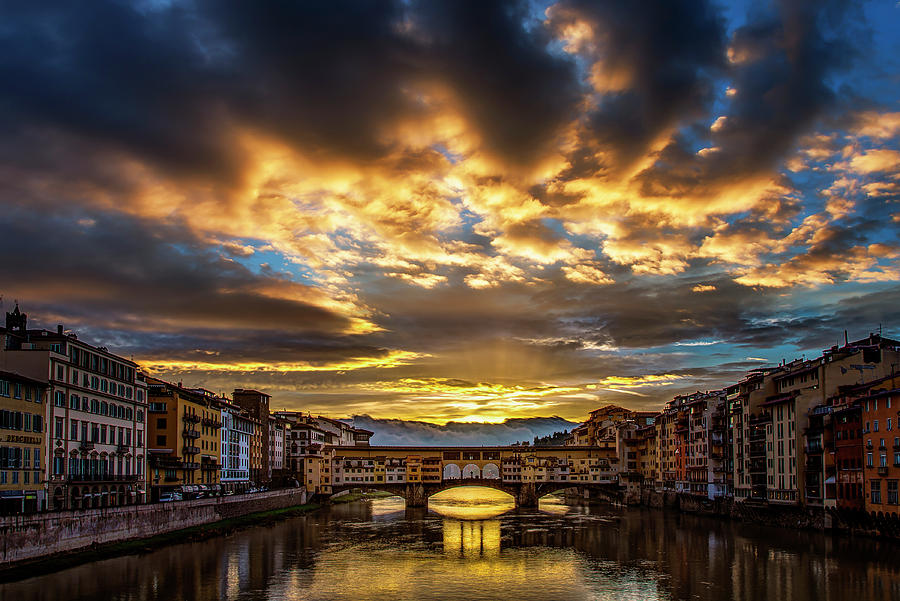 Drama over Ponte Vecchio Photograph by Andrew Soundarajan