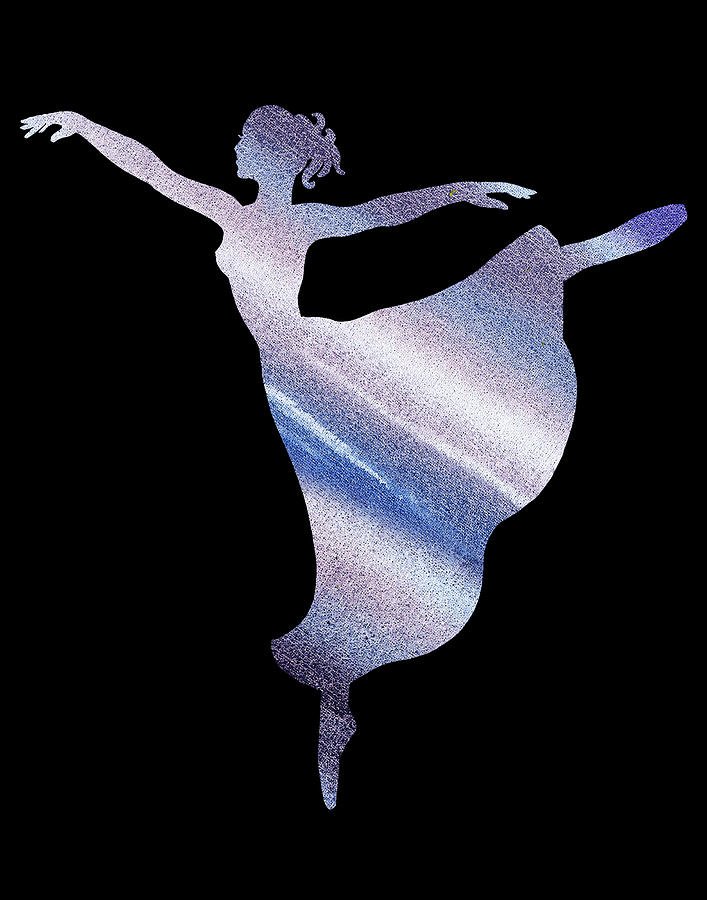 Dramatic Blue Dance Ballerina Silhouette Painting by Irina Sztukowski