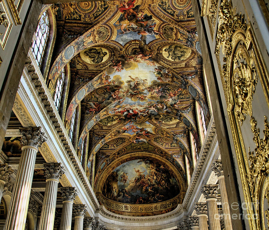 Paris Photograph - Dramatic Ceiling Versailles Architecture Details Gold   by Chuck Kuhn
