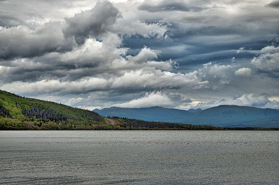 Dramatic Clouds over Dezadeash Lake HDR Photograph by Cathy Mahnke