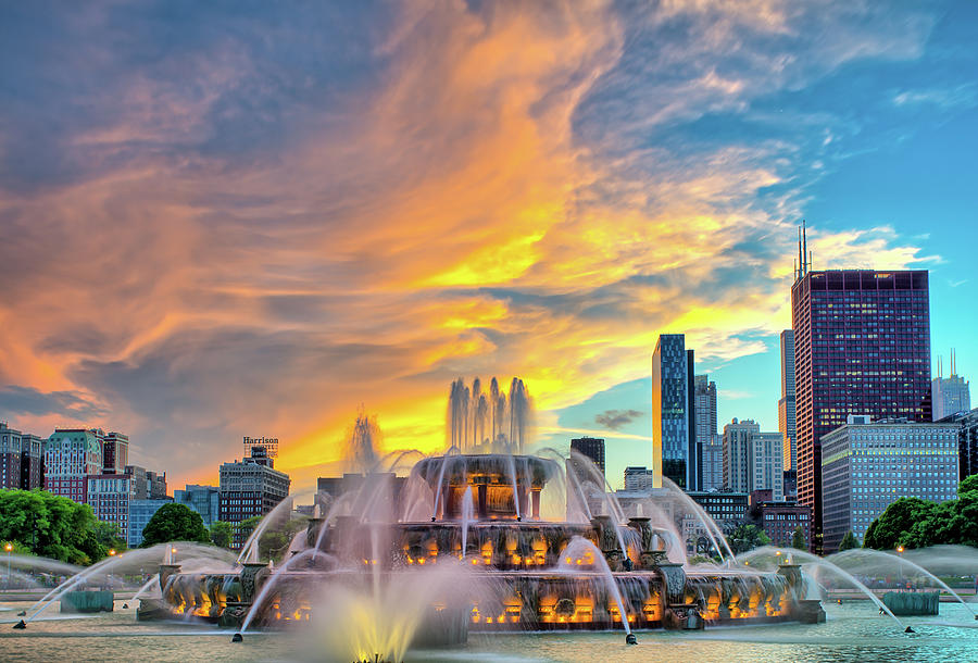 Dramatic Evening at the Fountain Photograph by Kevin Eatinger