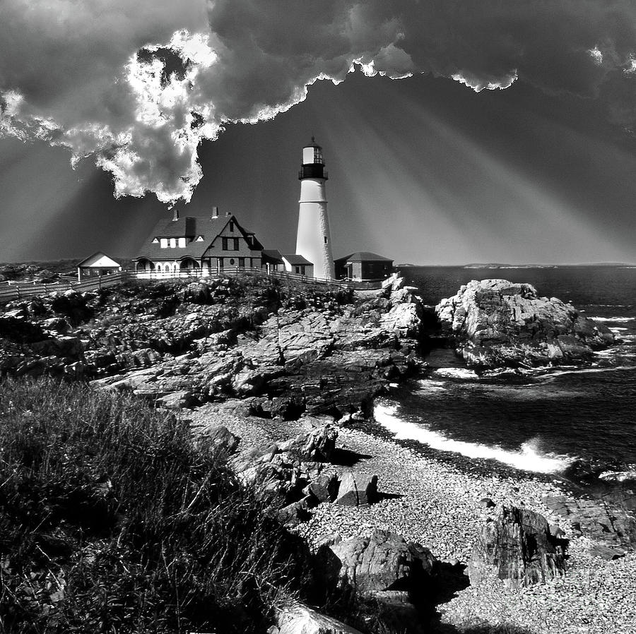 Dramatic Portland Head Lighthouse Me Photograph by Skip Willits