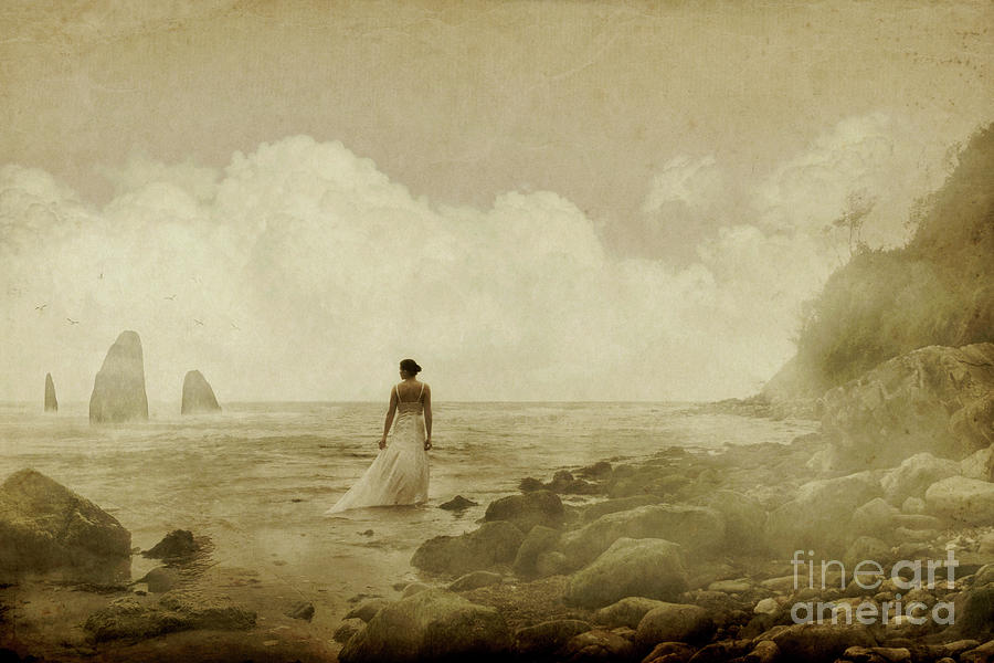 Dramatic seascape and woman Photograph by Clayton Bastiani