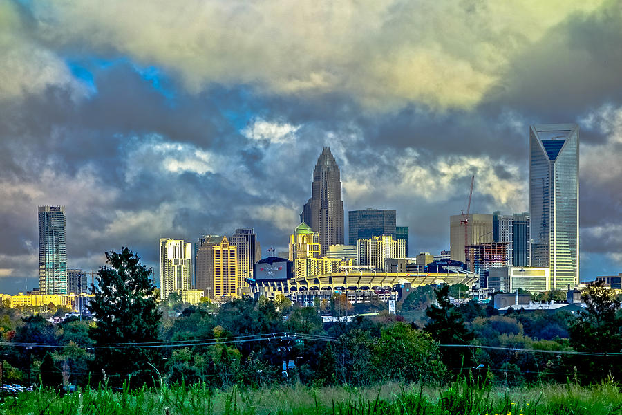 Dramatic Sky With Clouds Over Charlotte Skyline Photograph