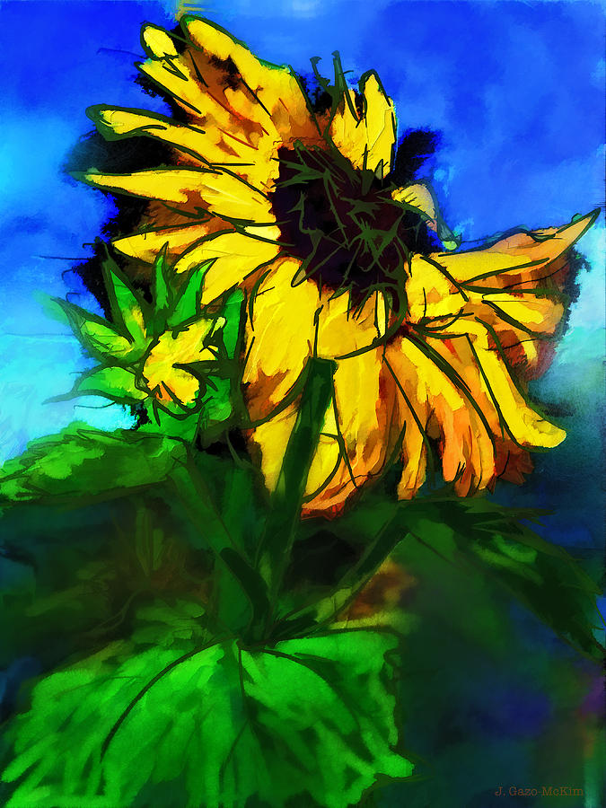 Dramatic Sunflower Digital Art by Jo-Anne Gazo-McKim