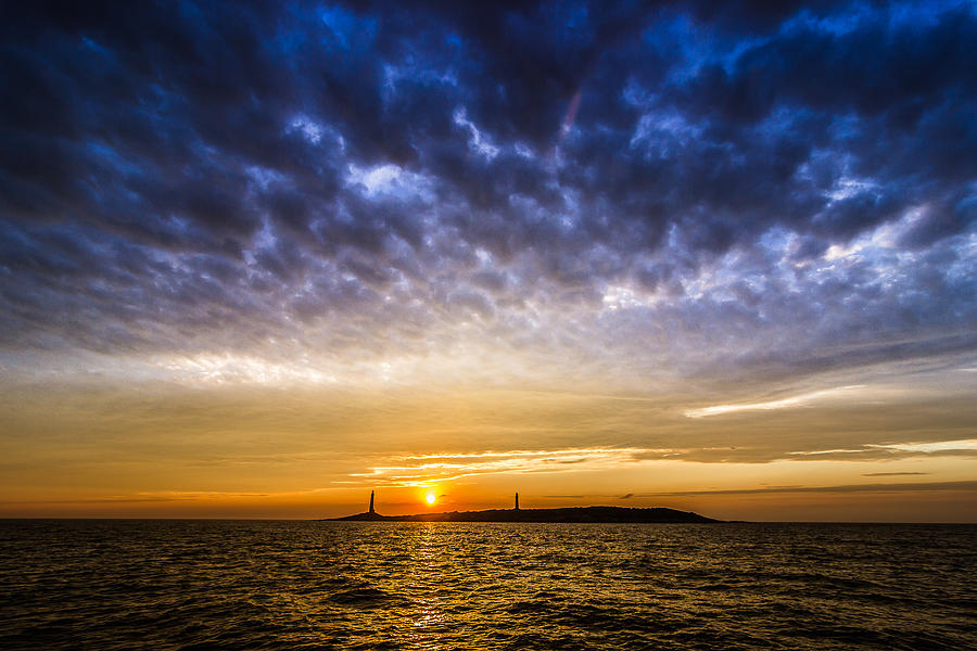 Dramatic Sunrise and Lighthouses Photograph by Tim Kirchoff