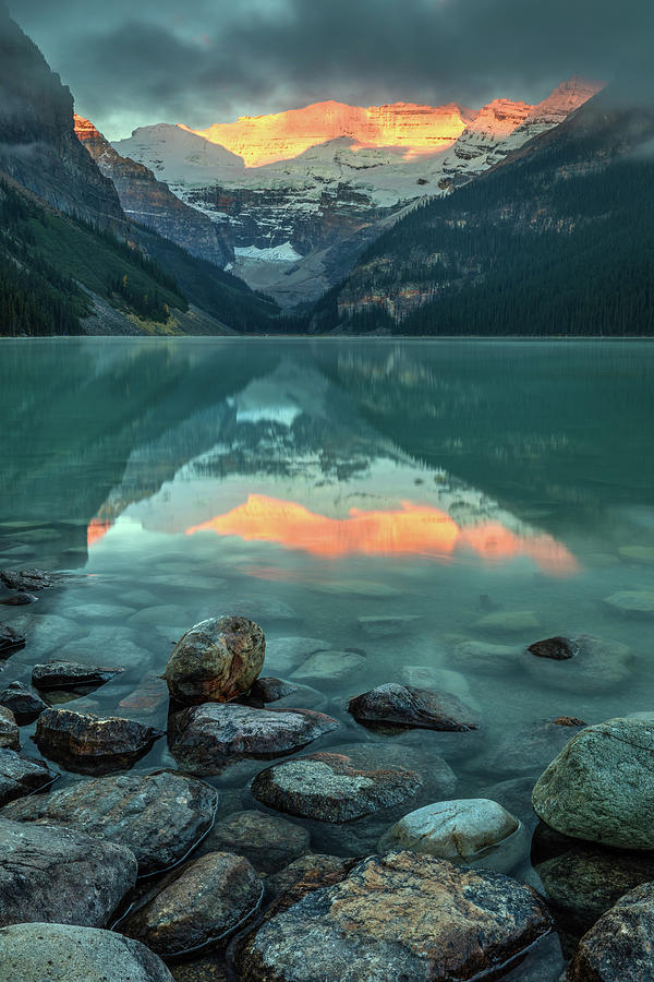 Dramatic Sunrise at Lake Louise Photograph by Pierre Leclerc Photography