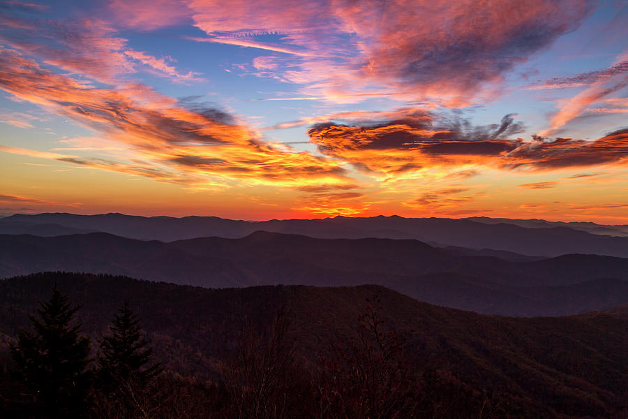 Dramatic Sunrise in the Great Smoky Mountains Photograph by Teri Virbickis