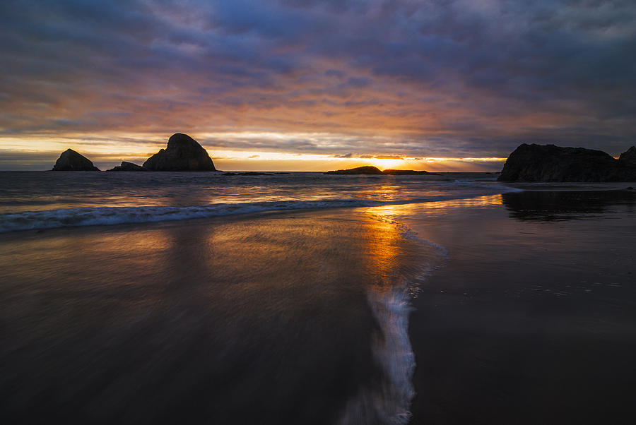 Sunset Photograph - Dramatic Sunset at Ocean Side Beach by Vishwanath Bhat