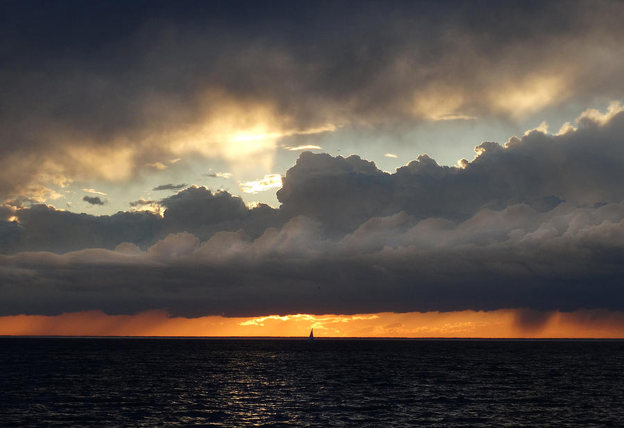 Dramatic Sunset Sail Photograph by David T Wilkinson