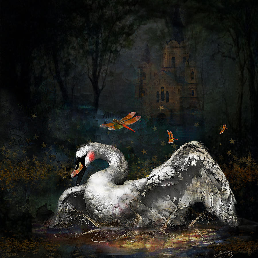 Drangonfly/Swan Lake Digital Art by Sue Masterson