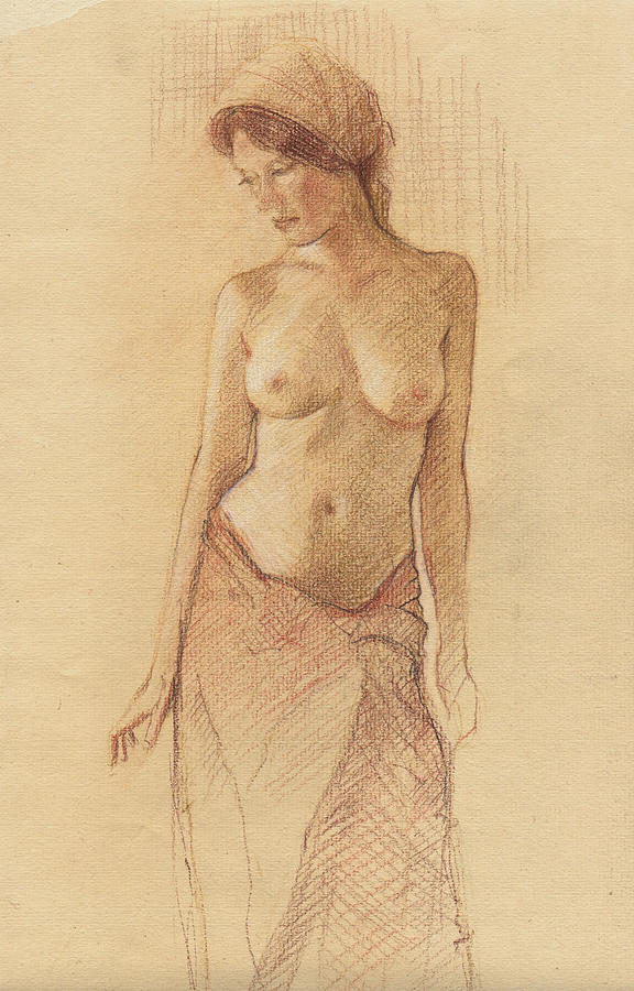Draped Figure Drawing by David Ladmore