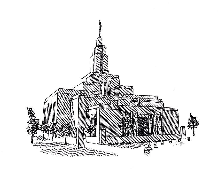 Draper Utah Lds Temple Drawing by DSC Arts