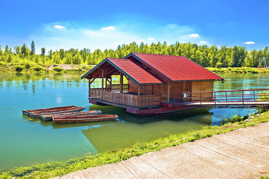 Drava river floating wooden cabin Photograph by Brch Photography