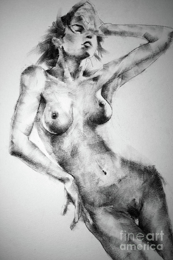 Drawing Female Close-up Full Body Pose Drawing by Dimitar Hristov
