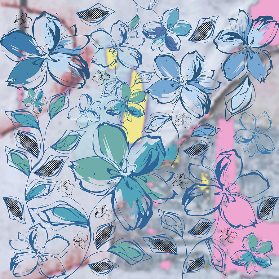Illustration Drawing - Drawing flowers - abstract background by Maria Biro Illustration Drawing - Drawing flowers - abstract background by Maria Biro
