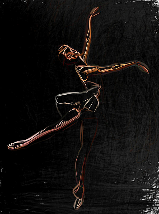 Drawing of a colorful Ballerina Digital Art by Humphrey Isselt