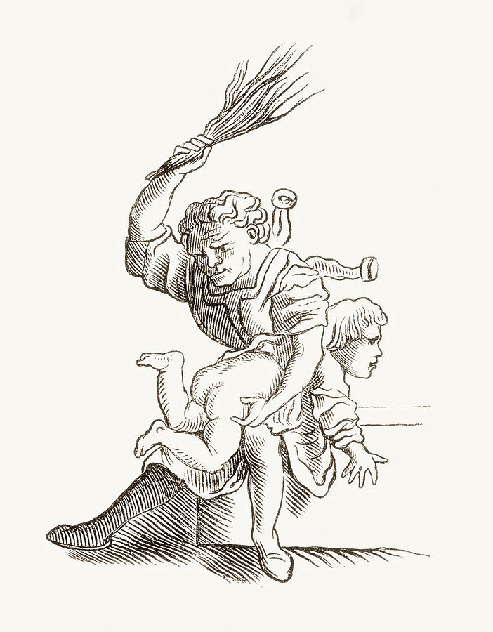 Drawing Of A Man Spanking A Child by Vintage Design Pics