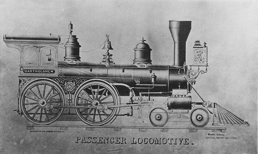 Drawing of  Locomotive Photograph by Chicago and North Western Historical Society