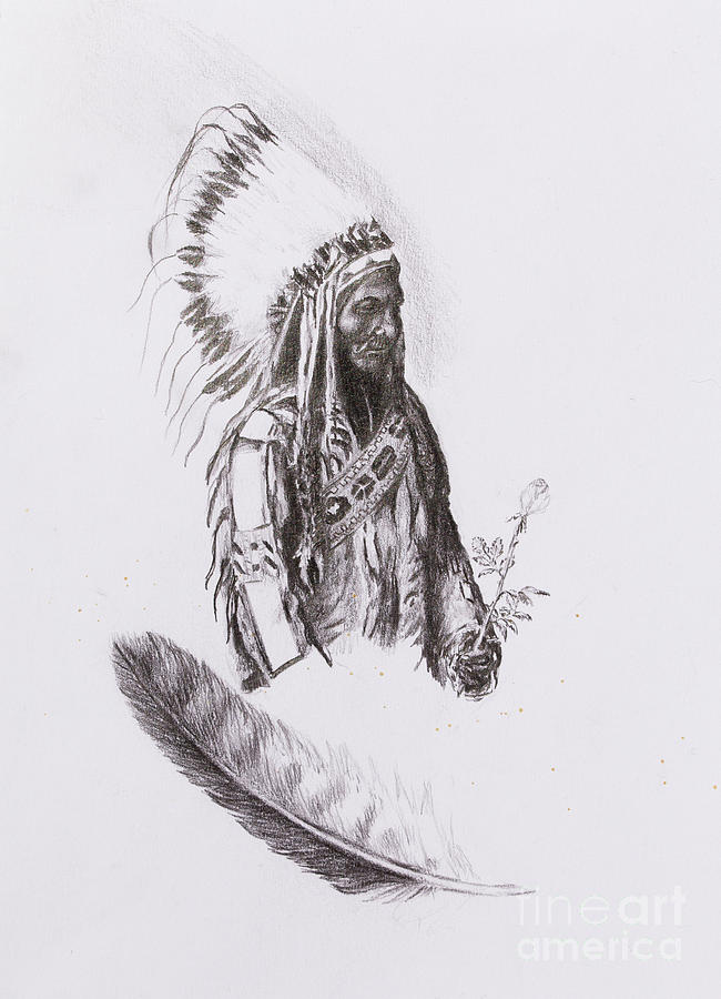 drawing of native american indian foreman Sitting Bull - Totanka ...