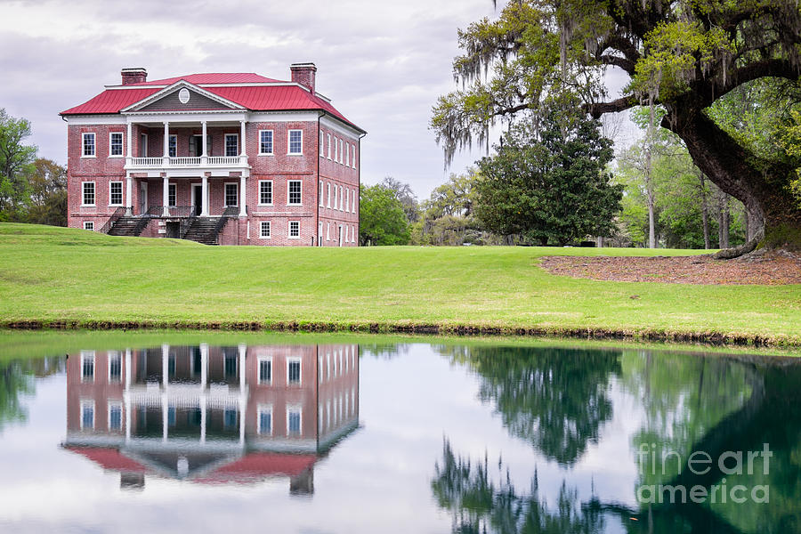 Brick Photograph - Drayton Hall and Reflecting Pond Mount Pleasant South Carolina by Dawna Moore Photography