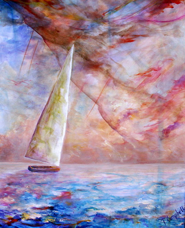 Abstract Painting - Dream Boat by Trish Campbell