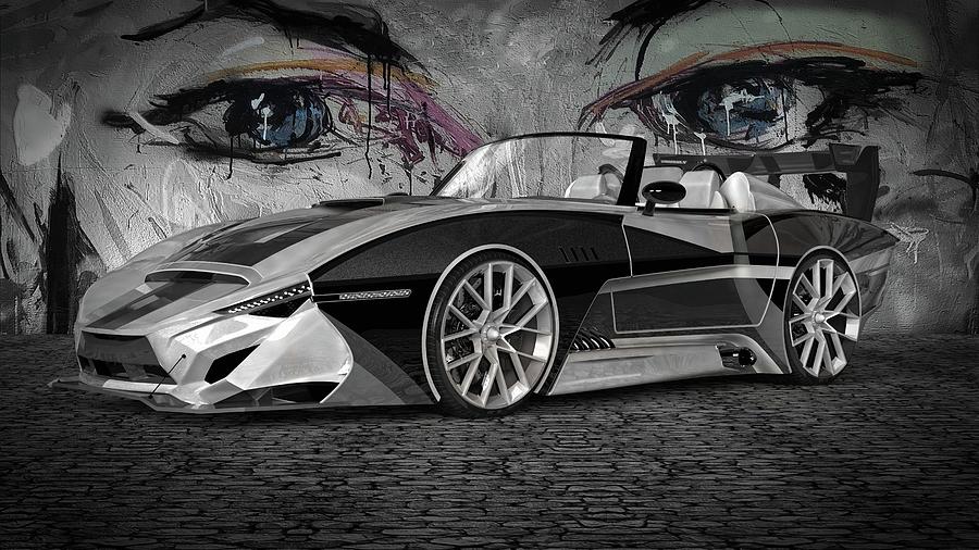 Dream car in BW Digital Art by Louis Ferreira
