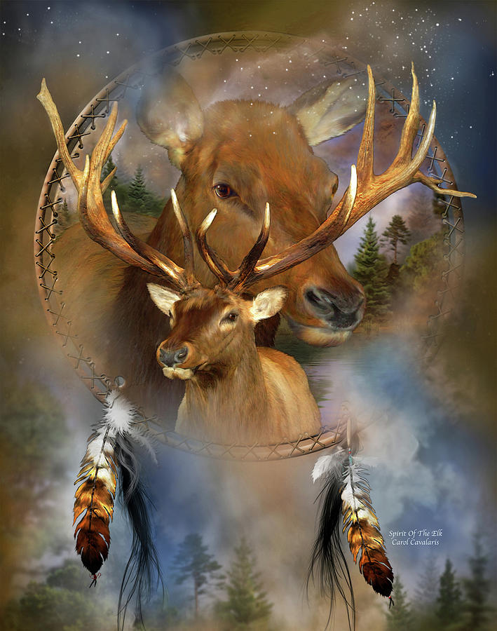 Wildlife Mixed Media - Dream Catcher - Spirit Of The Elk by Carol Cavalaris