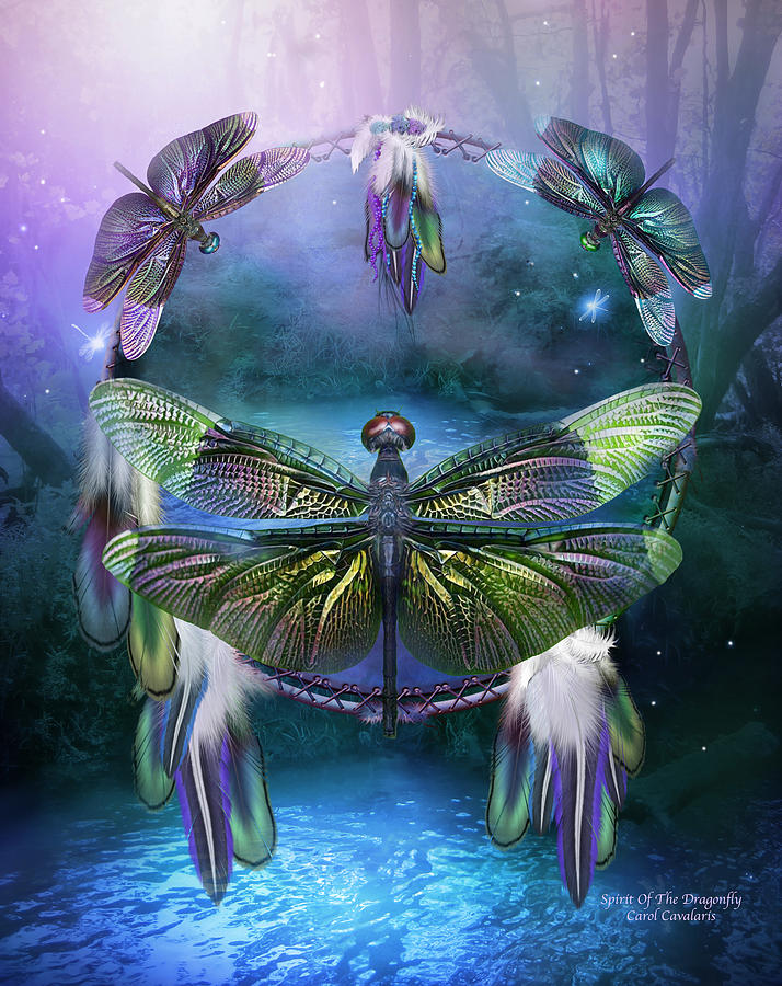 Carol Cavalaris Mixed Media - Dream Catcher - Spirit Of The Dragonfly by Carol Cavalaris