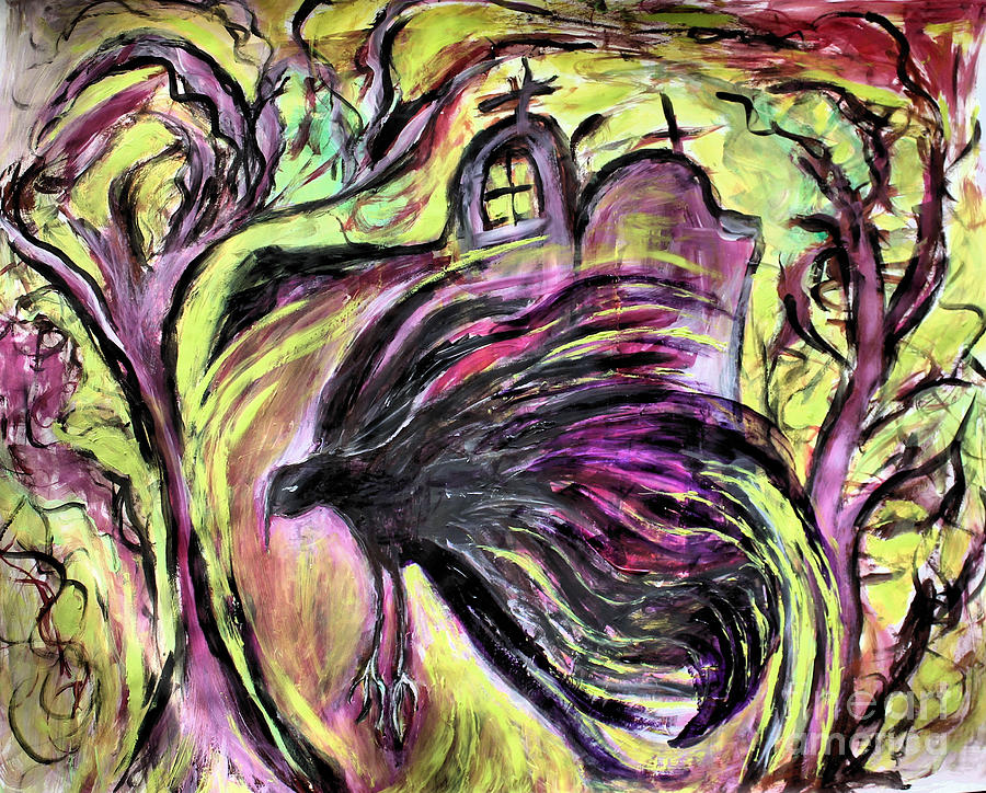 Dream Flight of the Blackbird Painting by Sandy DeLuca