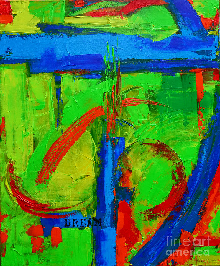 Dream in Green Modern Abstract Art Painting by Patricia Awapara