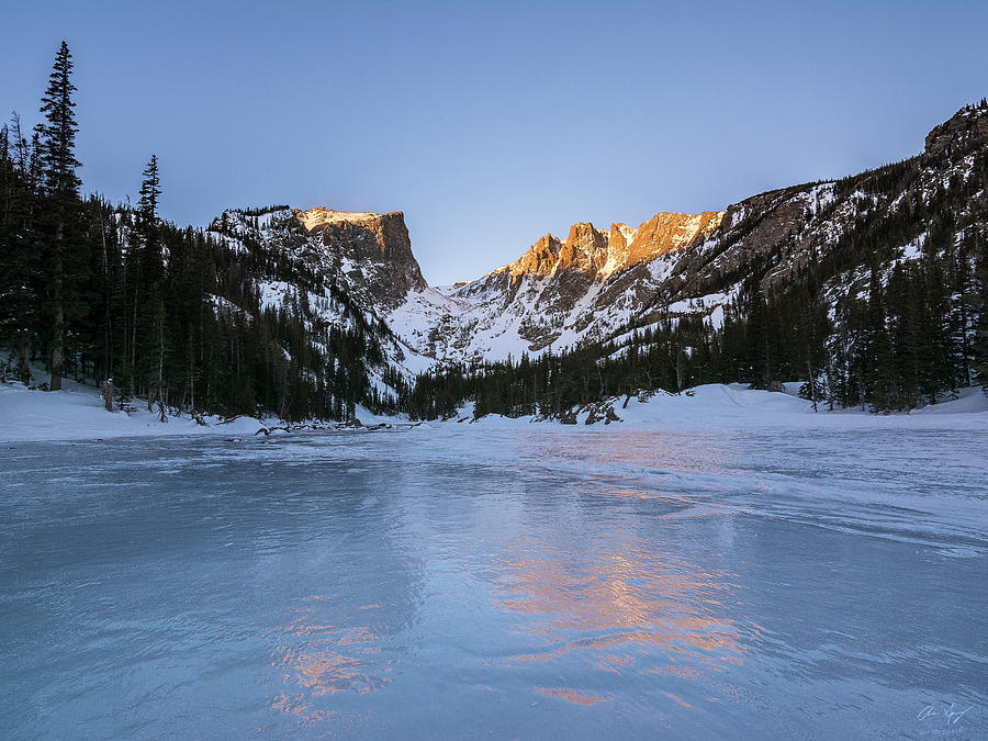 Dream Lake Winter Sunrise Photograph by Aaron Spong