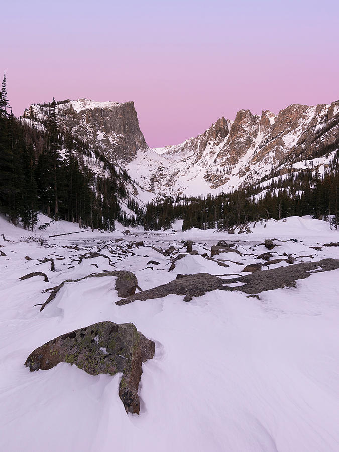 Dream Lake Winter Vertical Photograph by Aaron Spong
