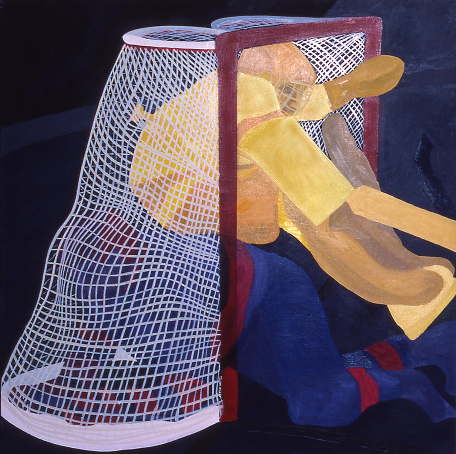 Sports Painting - Dream of contact with goaltender by Ken Yackel