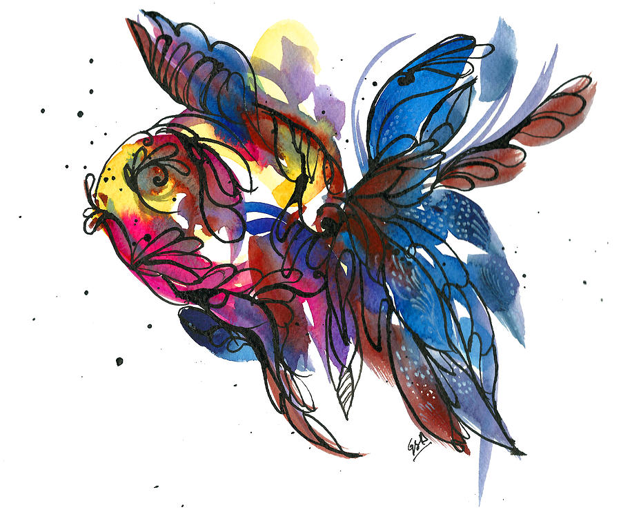 Nature Painting - Dreamcatcher Goldfish by Garima Srivastava