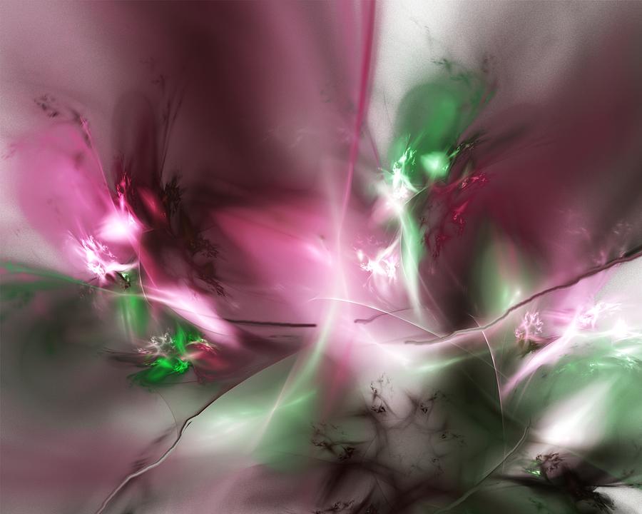 Abstract Digital Art - Dreaming in Red and Green by David Lane