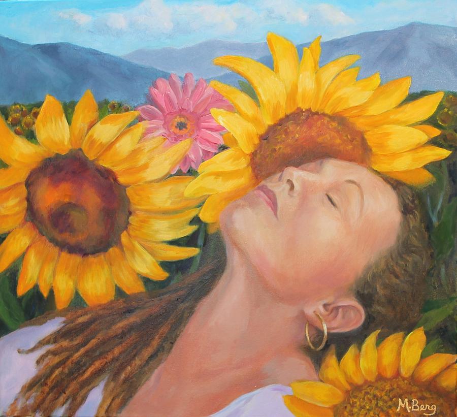 Dreaming in Sunflowers Painting by Marian Berg
