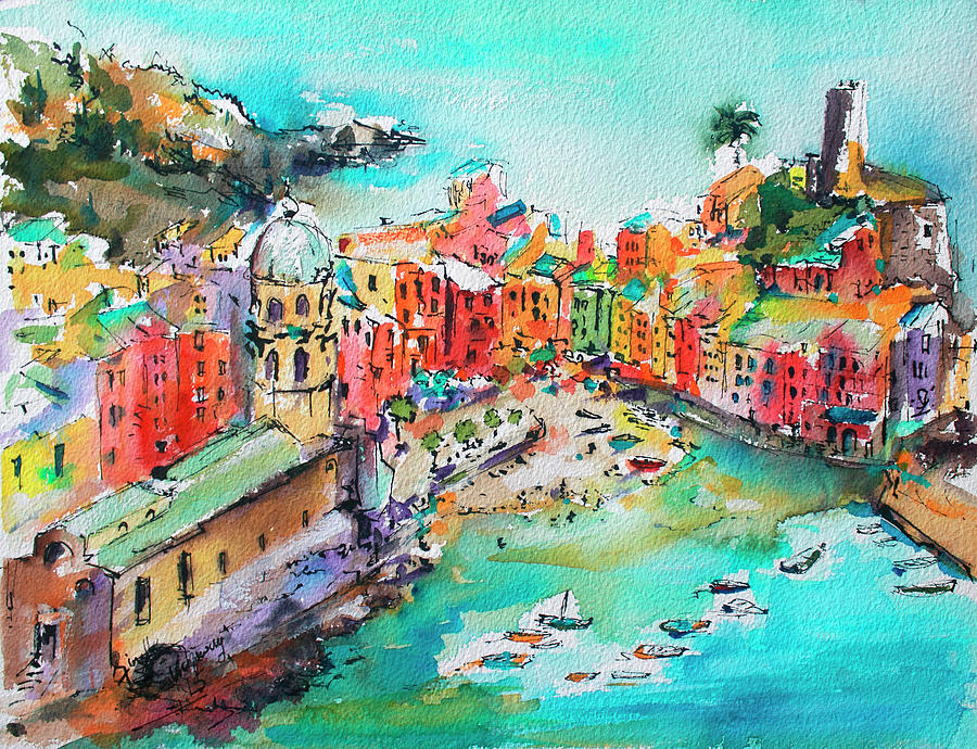 Dreaming of Vernazza Cinque Terre Italy Painting by Ginette Callaway