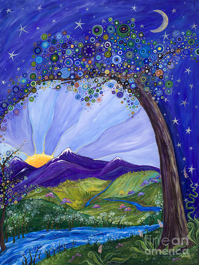 Moon Painting - Dreaming Tree by Tanielle Childers