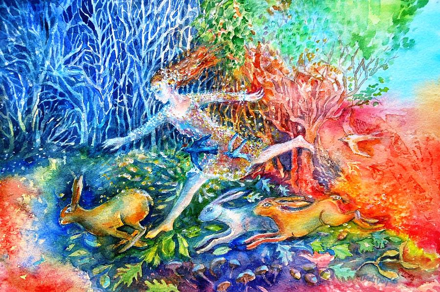 Dreaming with Hares Painting by Trudi Doyle